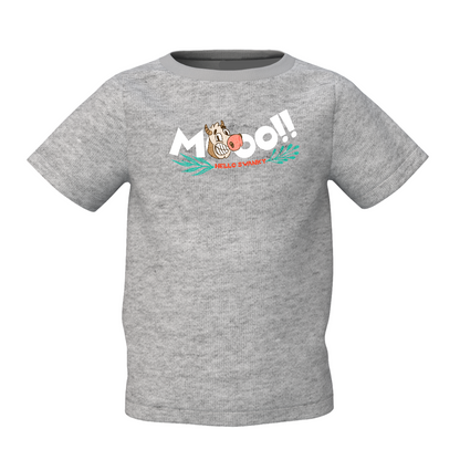Cow's Mooo Graphic Kid’s Grey Round Neck Printed T-Shirt