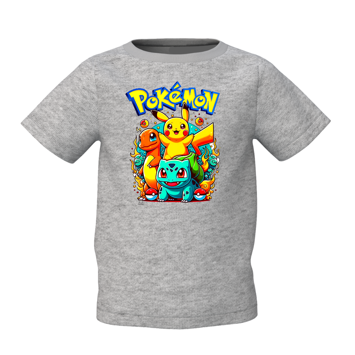 Pokemon Graphic Kid’s Grey Printed T-Shirt – Fun and Stylish