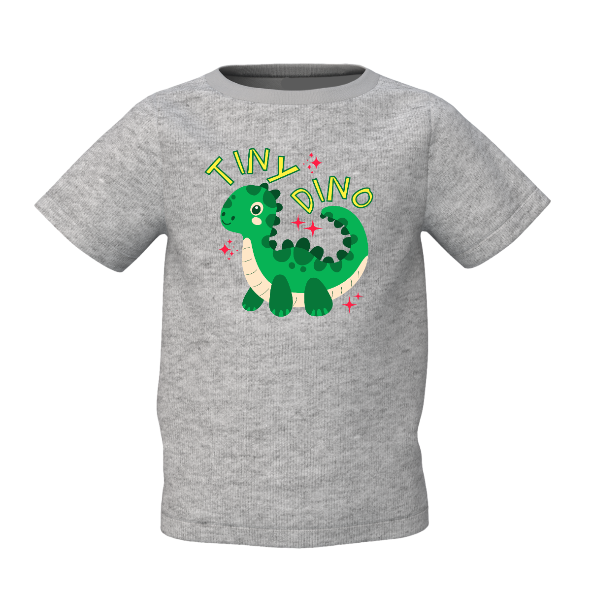 Tiny Dino Graphic Kid’s Grey Round Neck T-Shirt Cute Dino Tee