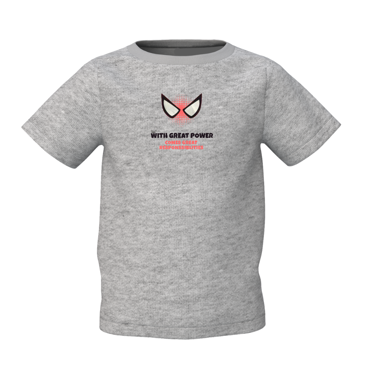 Great Power Graphic Kid's Grey Round Neck Printed T-Shirt