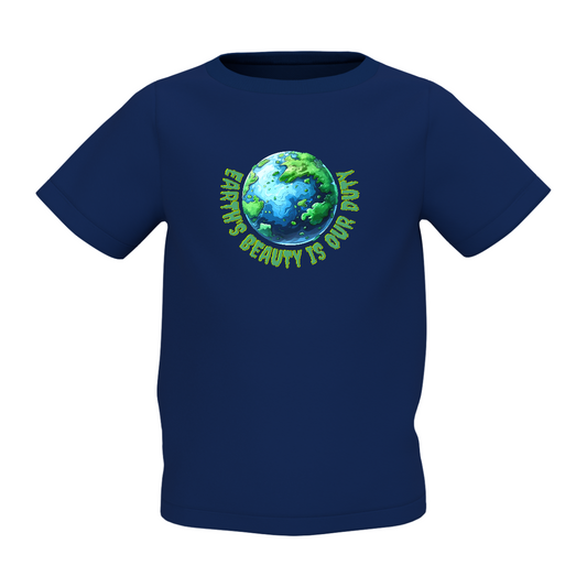 Earth Beauty Kids Navy Blue Printed T-Shirt – Trendy Wear