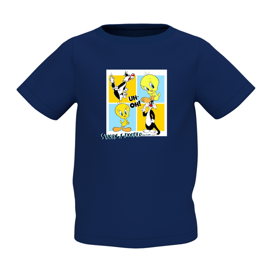 Doodle Graphic Kid's Navy Blue Printed T-Shirt