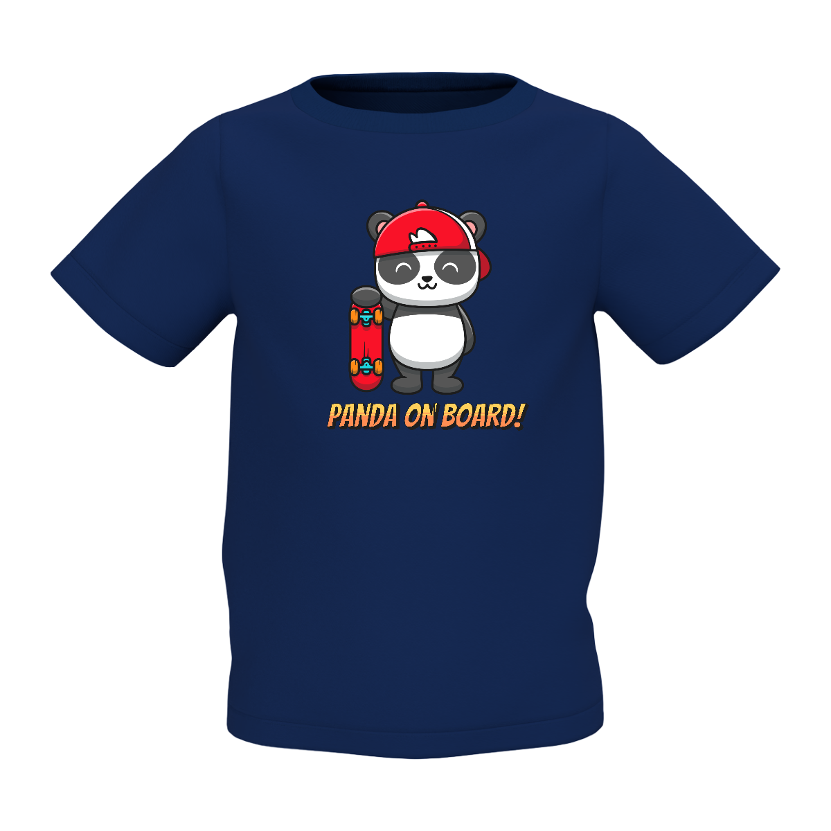 Panda On Rock Graphic Kid’s Navy Blue Printed T-Shirt – Fun Design