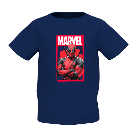 Deadpool Kids Navy Blue Printed T-Shirt Marvel Graphic