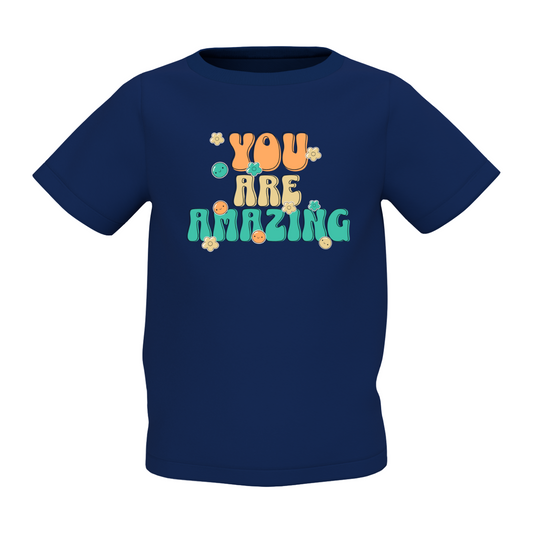 Kids Navy Blue Printed T-Shirt Soft Stylish Daily Wear Top