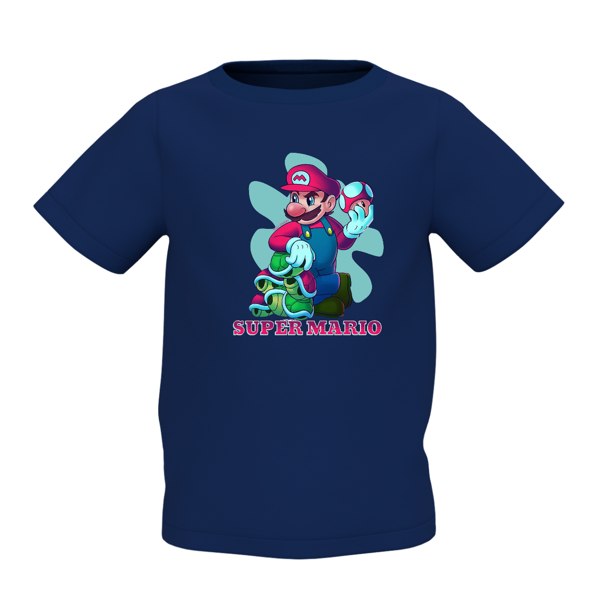 Mario Graphic Kid’s Navy Blue Printed T-Shirt – Fun & Stylish