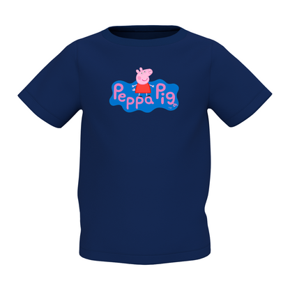 Peppa Cartoon Graphic Kid’s Navy Blue Round Neck Printed T-Shirt