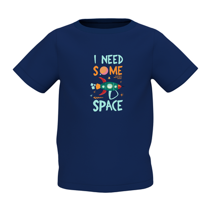 Some Space Graphic Kid's Navy Blue Round Neck Printed T-Shirt