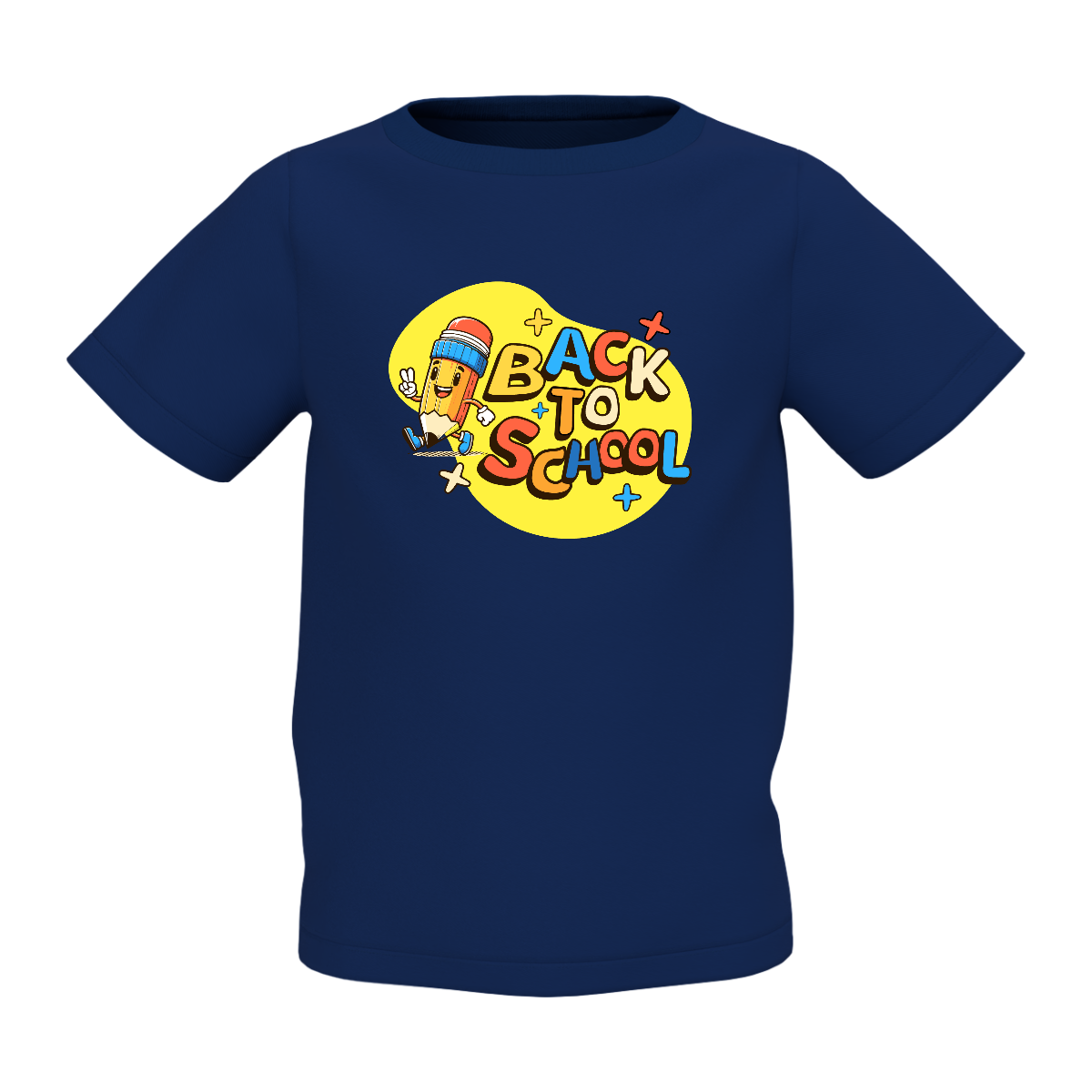 Back To School Graphic Kid’s Navy Blue Round Neck Printed T-Shirt