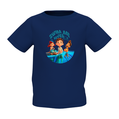 Swim With Me Graphic Kid’s Navy Blue Printed T-Shirt