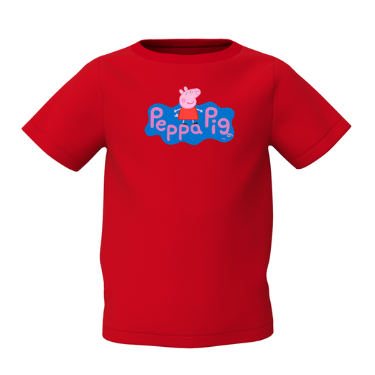 Peppa Cartoon Graphic Kid's Red Round Neck Printed T-Shirt