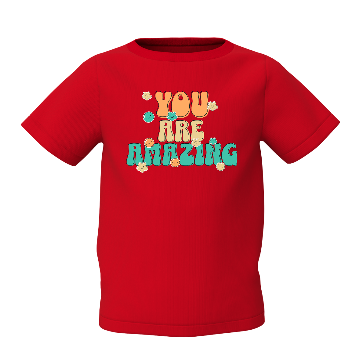 Kids Red Printed T-Shirt Soft Cotton Everyday Wear Style Tops