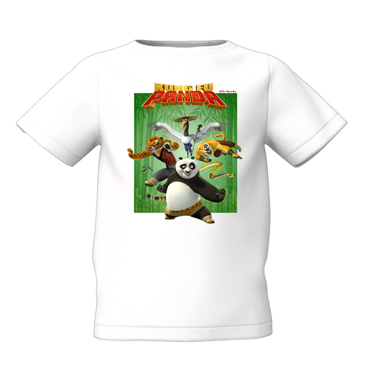 Kids White T-Shirt  Kung Fu Panda Fun Graphic Clothing