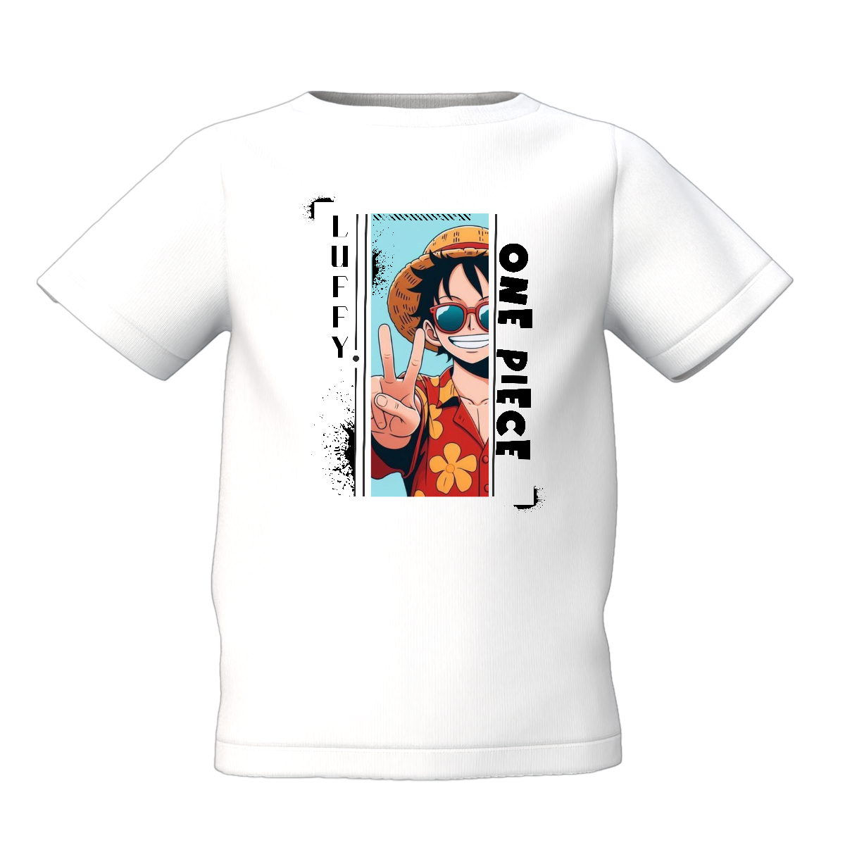 One Piece Graphic Kid’s White Printed T-Shirt Anime Wear