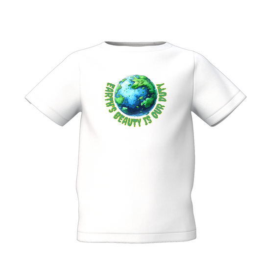 Earth Beauty Kids White Printed T-Shirt – Trendy Daily Wear