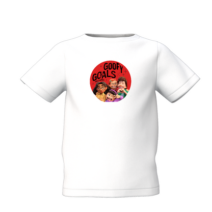 Goofy Goals Graphic Kid’s White Printed T-Shirt Fun Tee