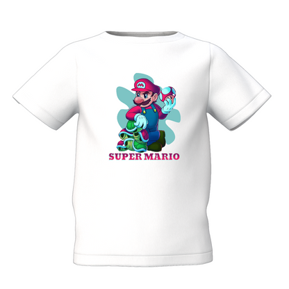 Mario Graphic Kid’s White Printed T-Shirt – Fun & Comfortable