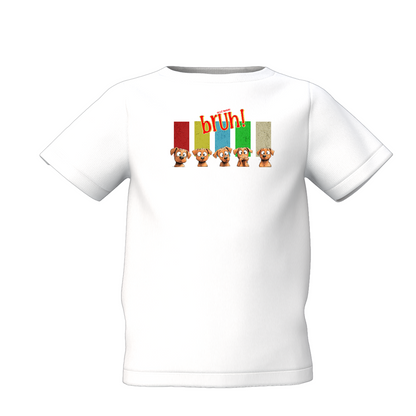 Bruh Graphic Kid’s White Printed T-Shirt Fun Streetwear Tee