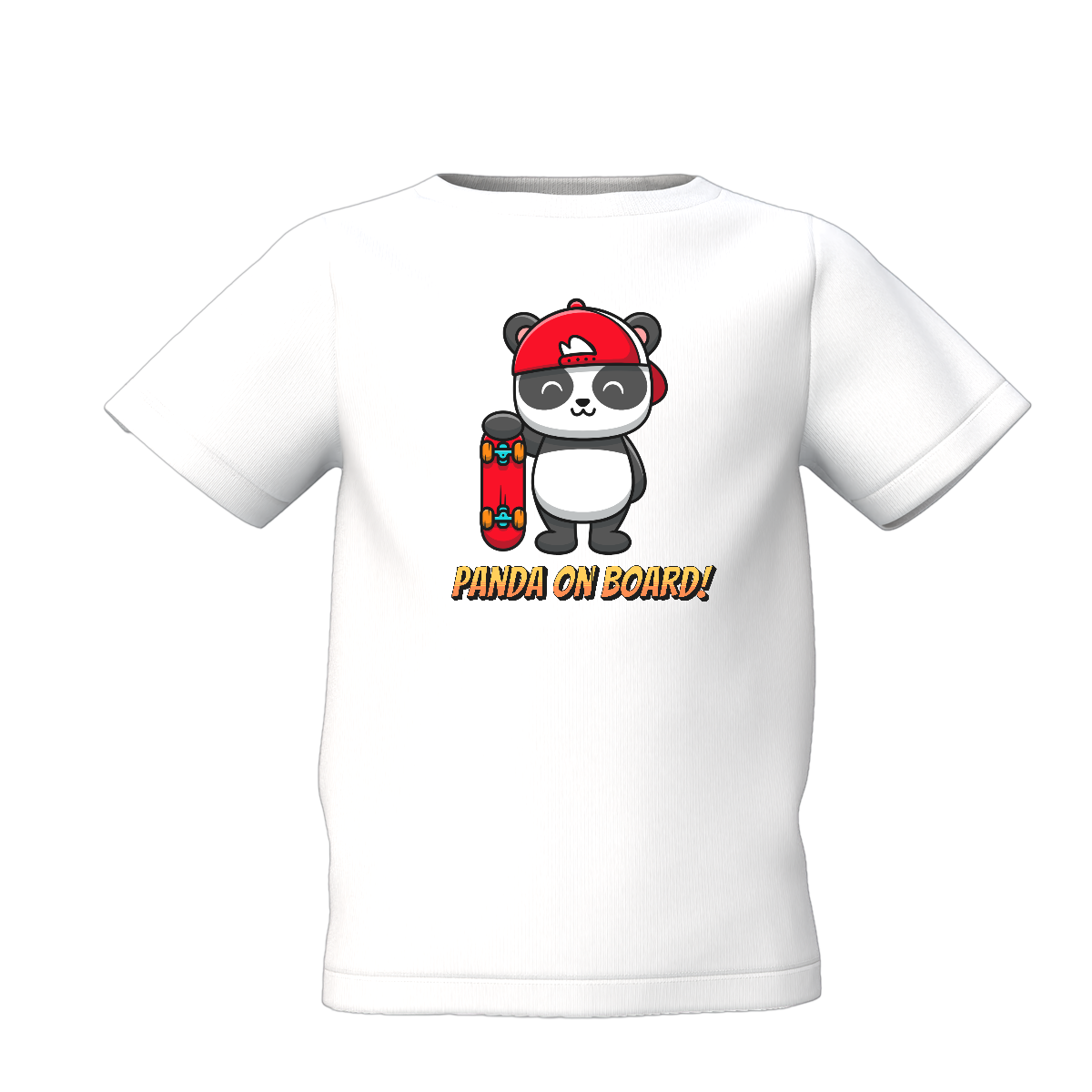 Panda On Rock Graphic Kid’s White Printed T-Shirt – Fun Design