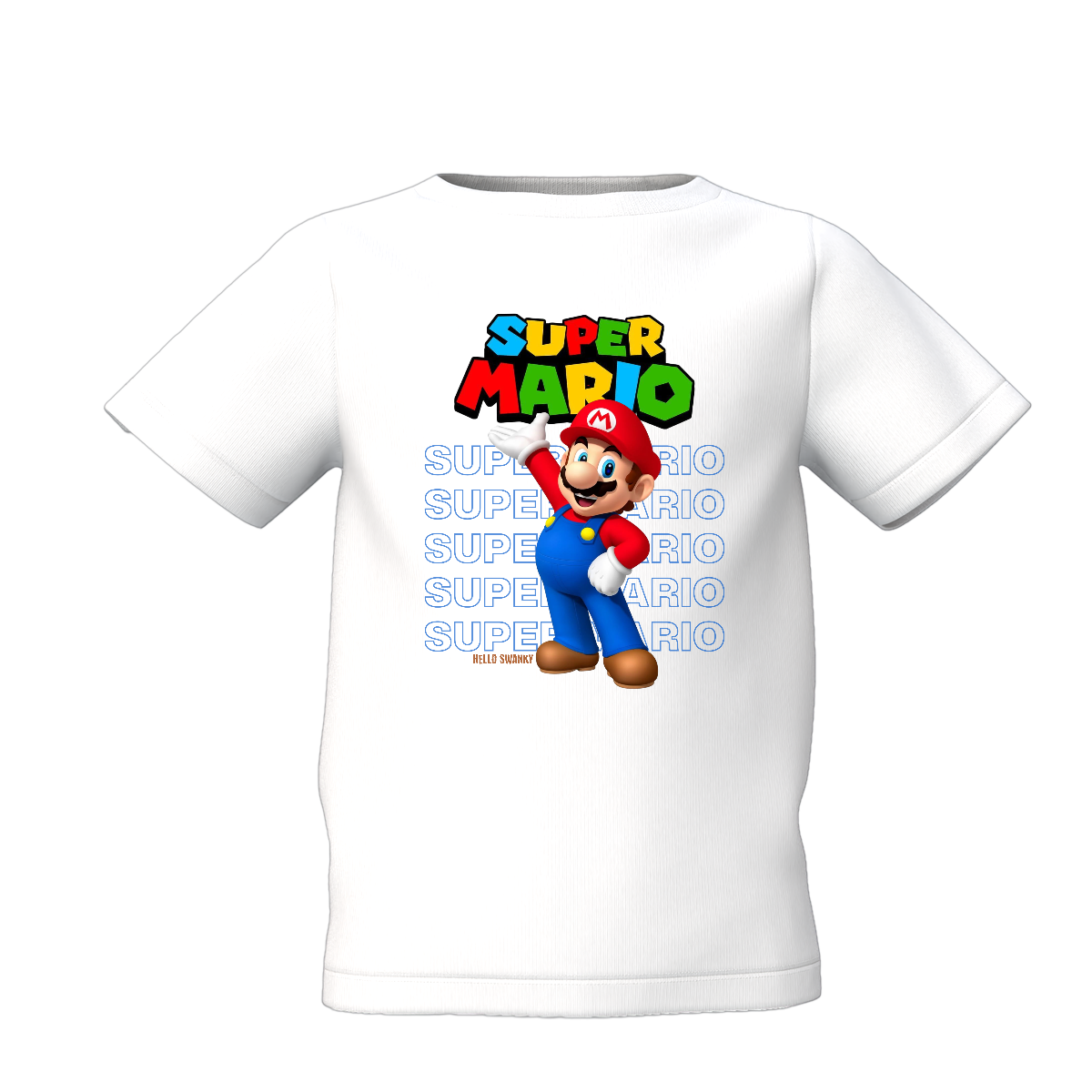 Super Mario White Kids T-Shirt Fun Print Soft Kids Clothing