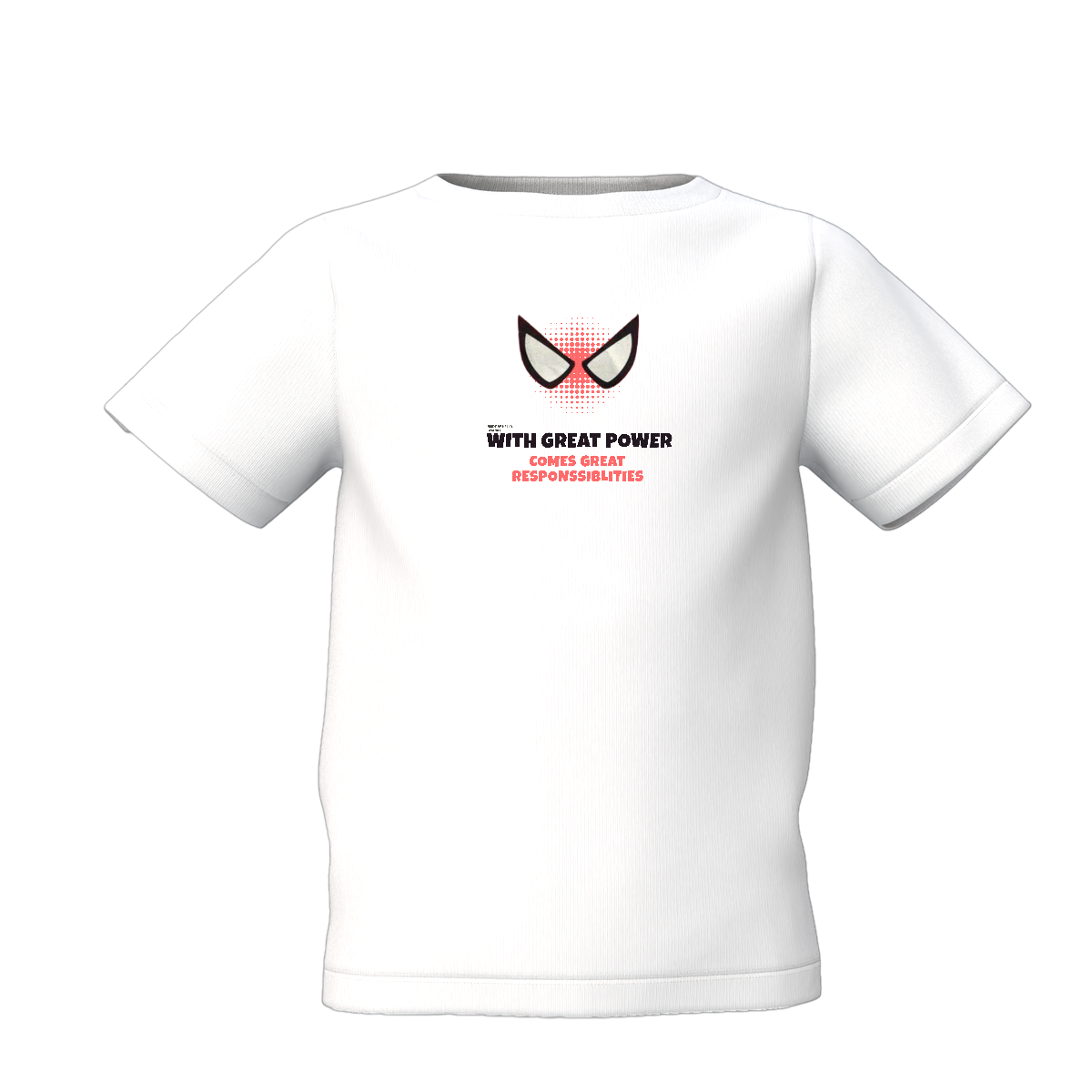 Great Power Graphic Kid's White Round Neck Printed T-Shirt