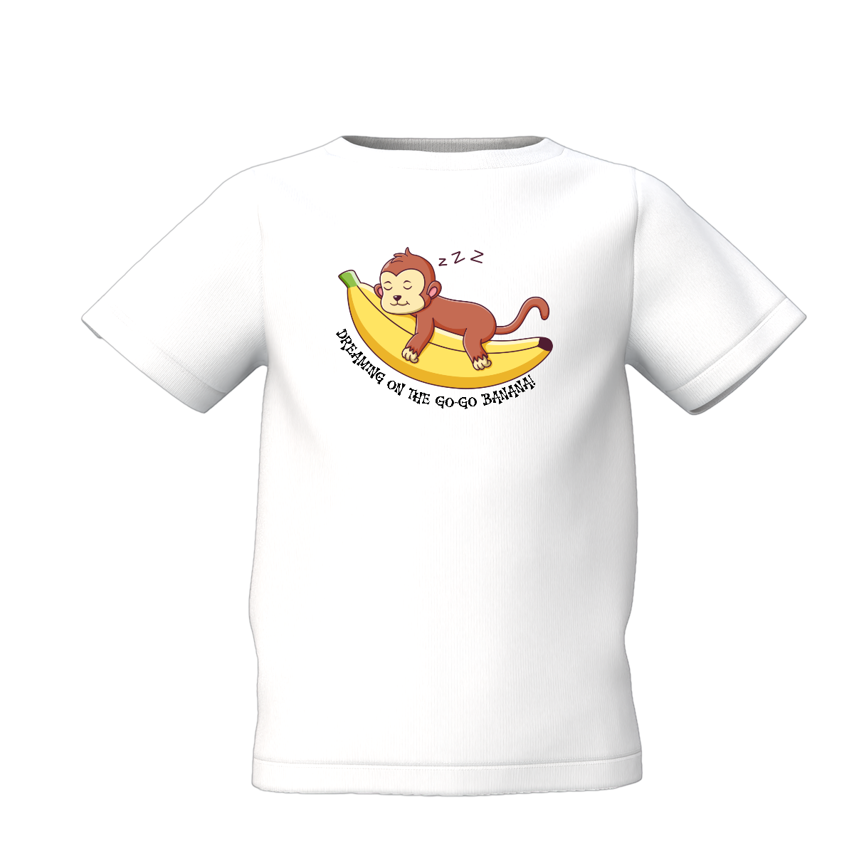 Go Banana Graphic Kid's White Round Neck Printed T-Shirt