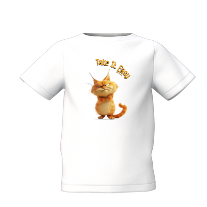 Take It Easy Kids White Printed T-Shirt Fun Daily Wears Tee