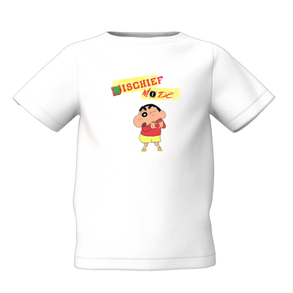 Shinchan Cartoon Graphic Kids White Printed T-Shirt