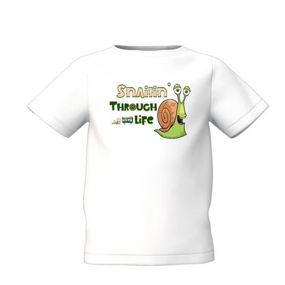 Snailin Graphic Kid’s White Printed T-Shirt – Cute & Fun
