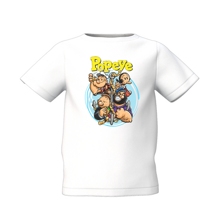 Popeye White Kids T-Shirt for Cute Cartoon Graphic Style Fit