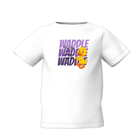 Waddle Duck Graphic Kid's White Printed T-Shirt