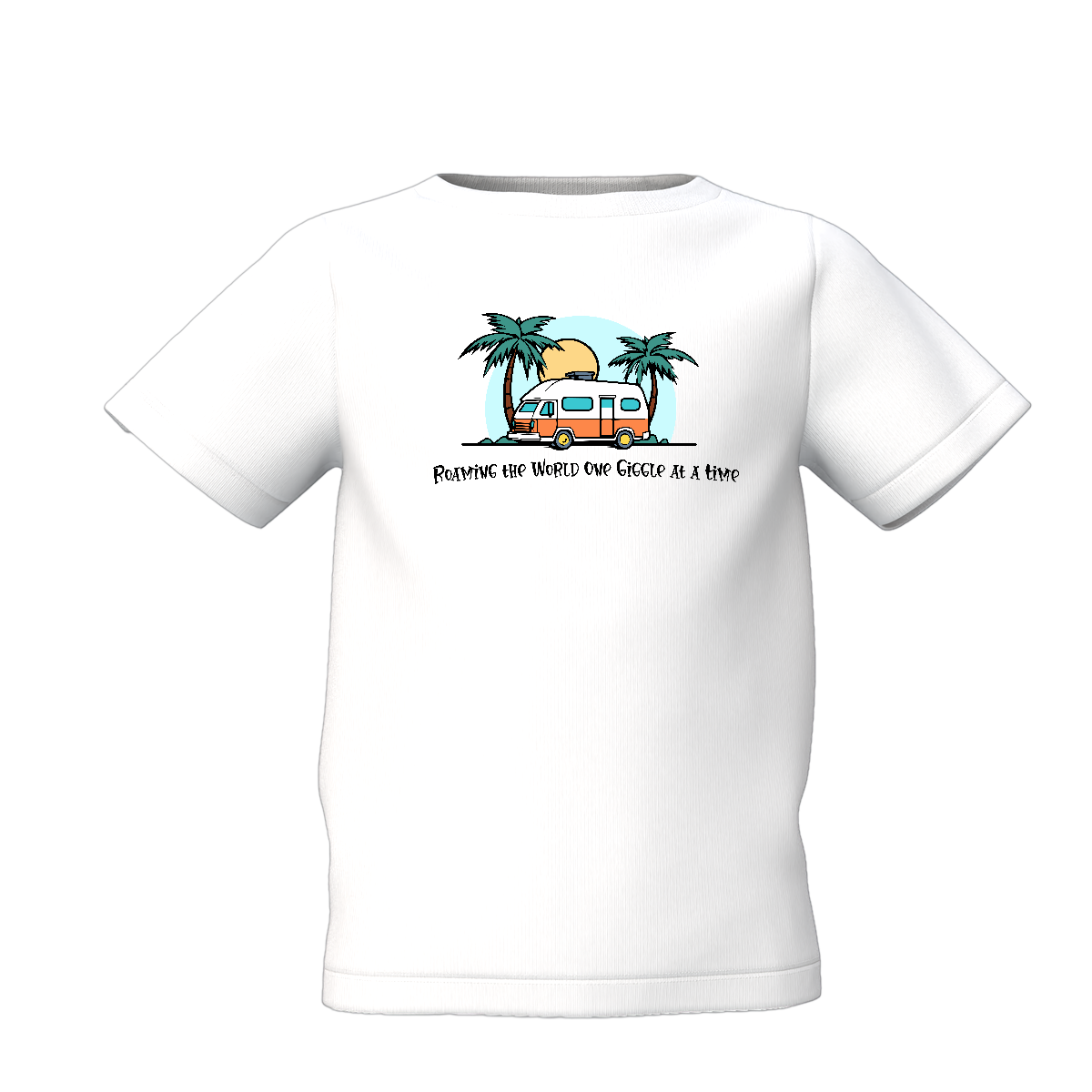 Bus Graphic Kids White Round Neck Printed T-Shirt Style