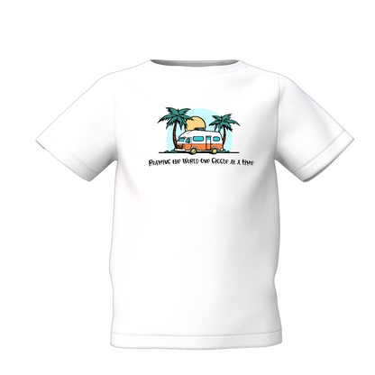 Bus Graphic Kids White Round Neck Printed T-Shirt Style