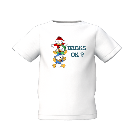 Ducks OK Graphic Kids White Printed T-Shirt – Casual Wear