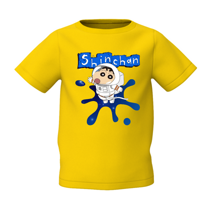 Shinchan Kids Yellow Graphic Printed T-Shirt Fun Cartoon Tee