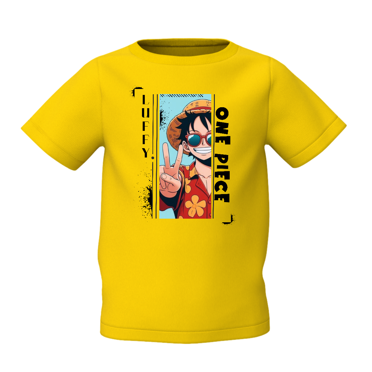 One Piece Graphic Kid’s Yellow Printed T-Shirt Anime Wear