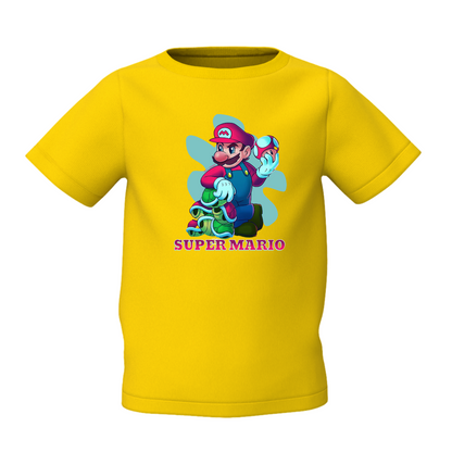Mario Graphic Kid’s Yellow Printed T-Shirt – Bright & Fun