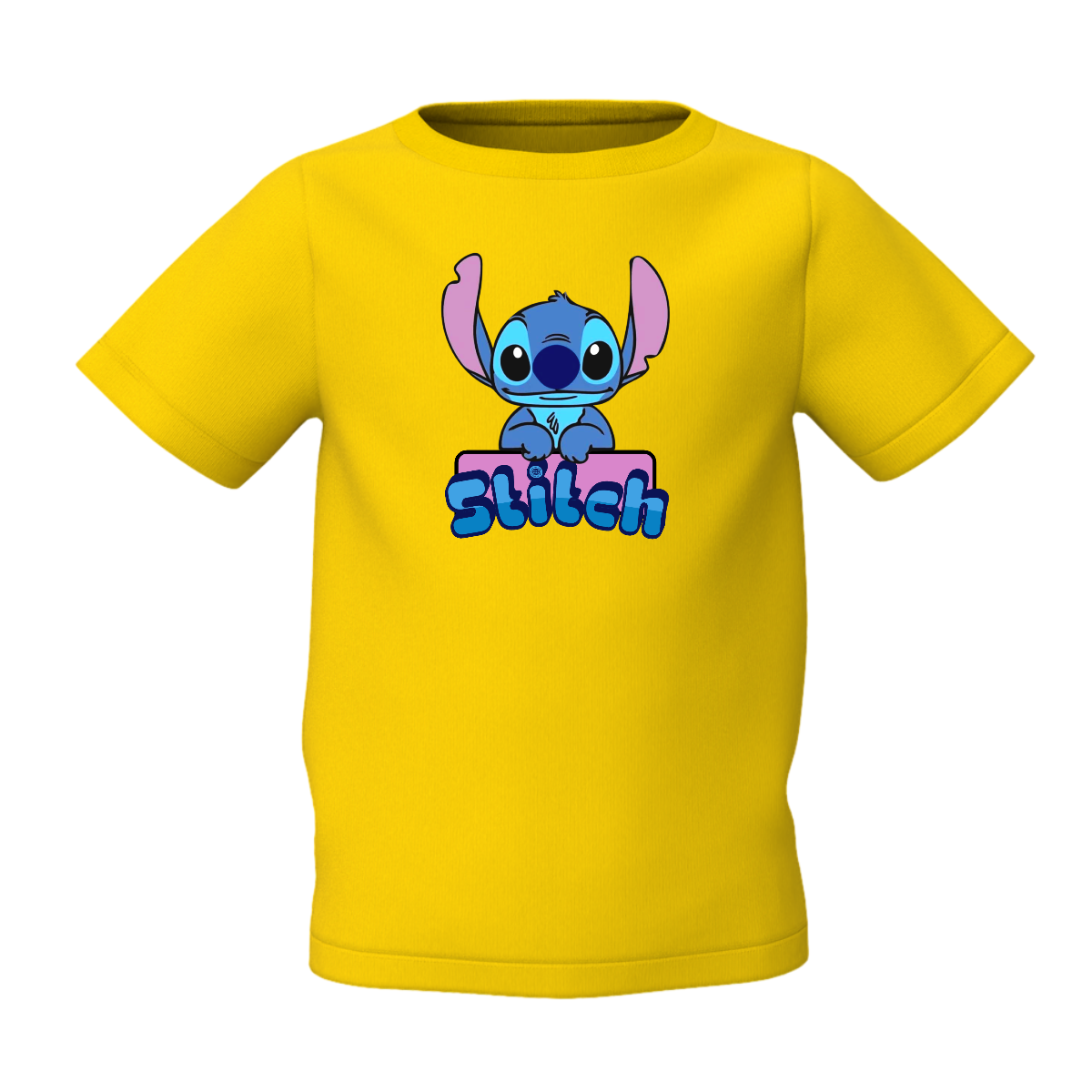 Stitch Cartoon Graphic Kid's Yellow Printed T-Shirt