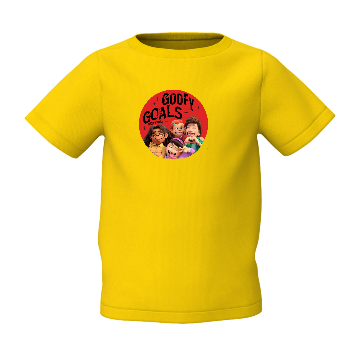 Goofy Goals Graphic Kid’s Yellow Printed T-Shirt Fun Tee