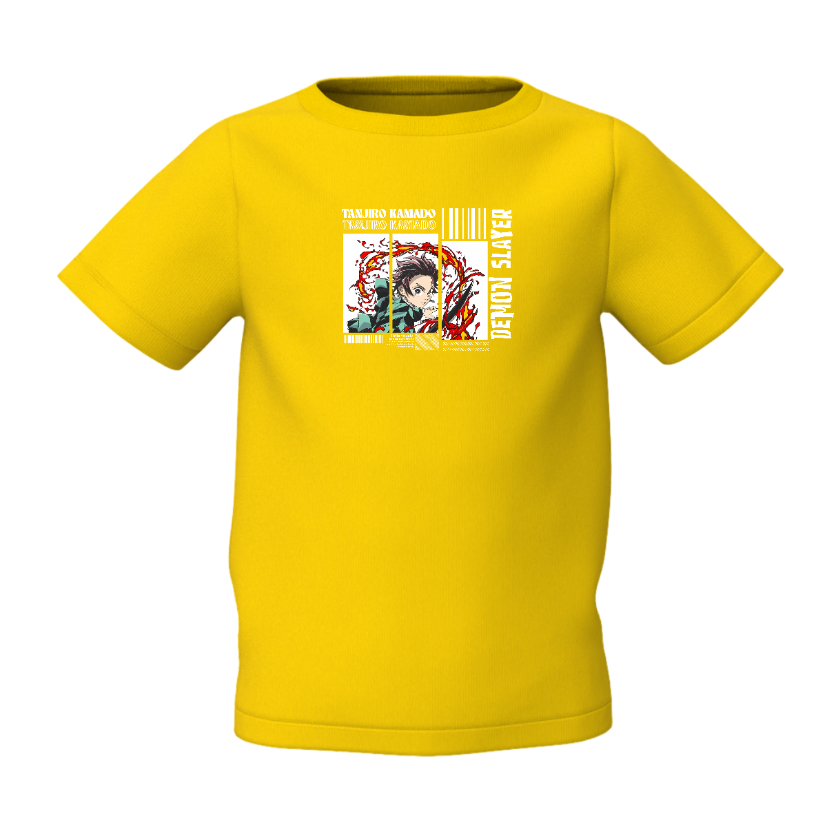 Demon Slayer Cartoon Graphic Yellow Kids T-Shirt Online Stylish