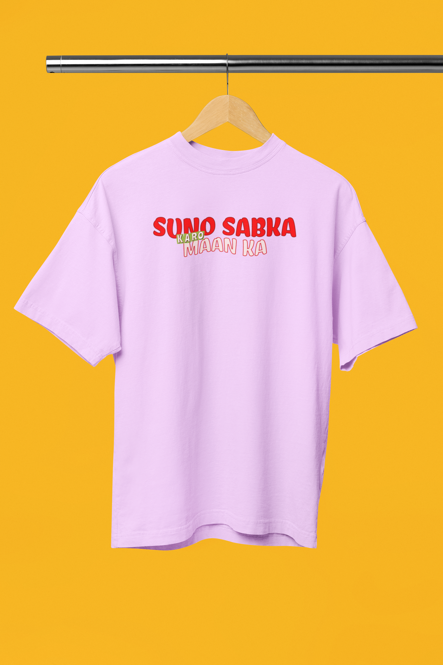 Karo Man ka Graphic Desi Lavender Oversized Unisex T-Shirt
