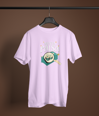 Nusta Paisa Unisex Lavender Round Neck T-Shirt | Desi Graphic