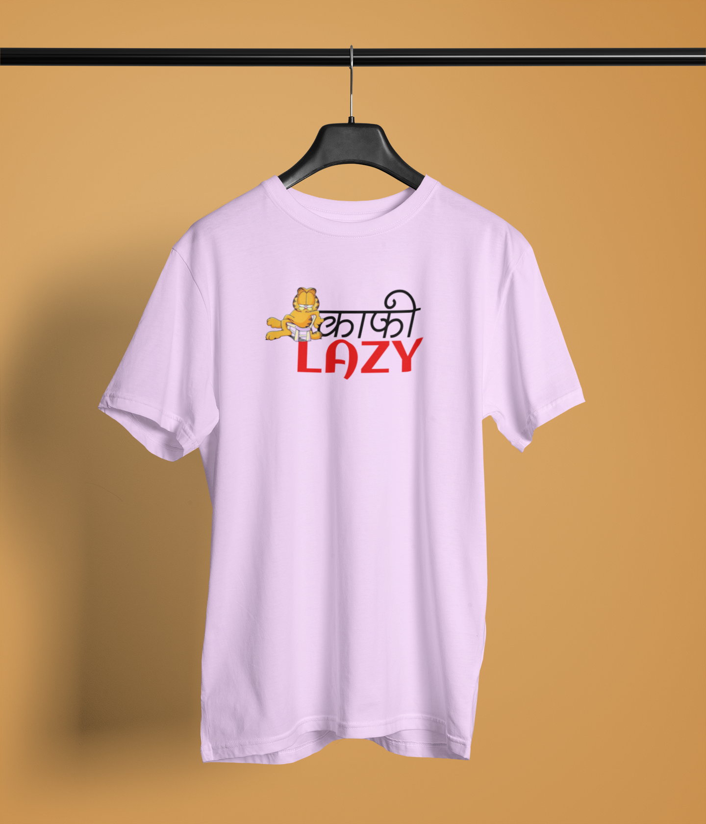 Kafi Lazy Unisex Lavender Round Neck T-Shirt | Desi Graphic