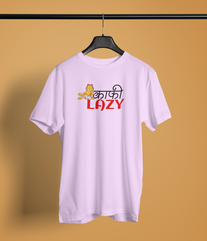 Kafi Lazy Unisex Lavender Round Neck T-Shirt | Desi Graphic