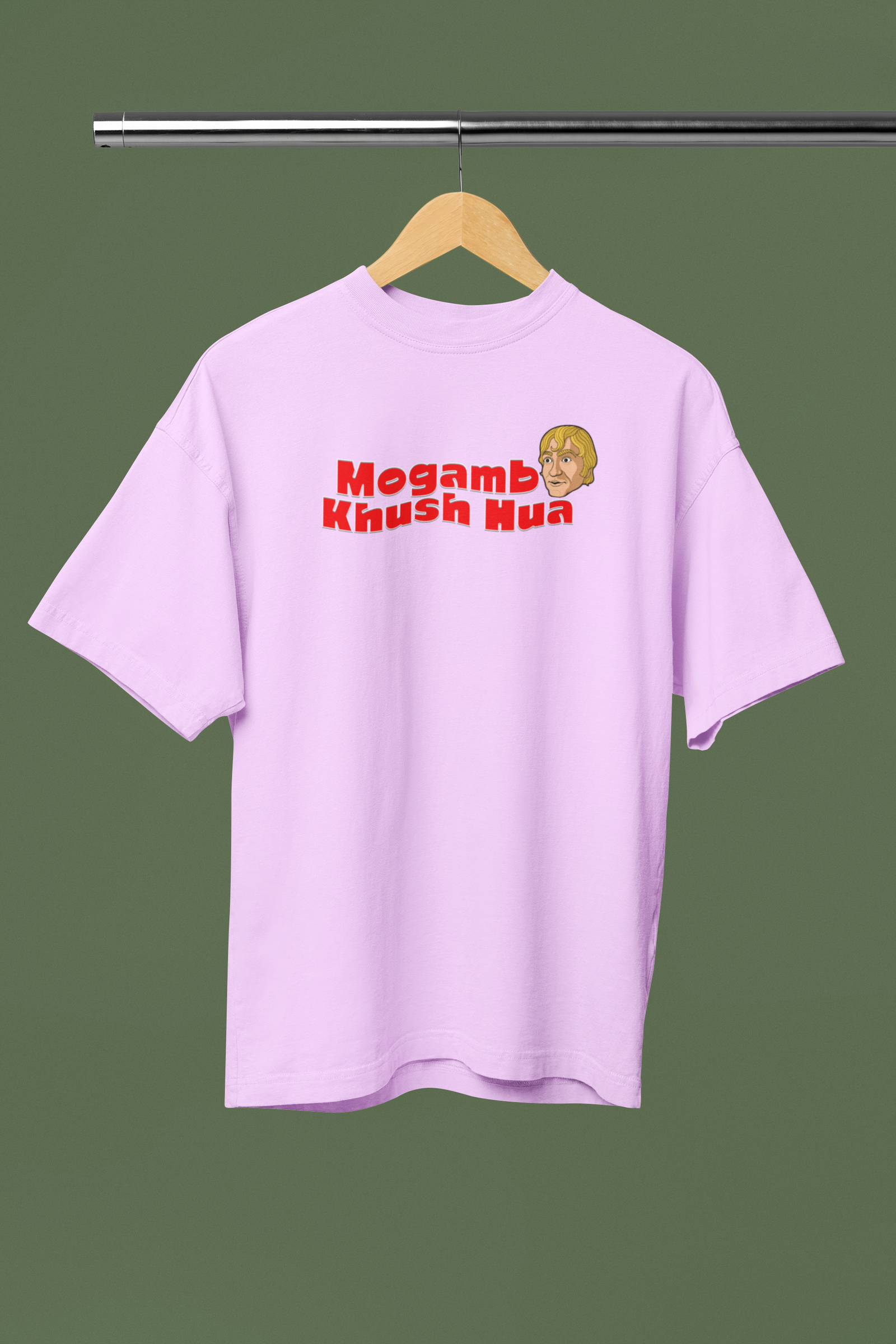 Mogambo Khush Hua Lavender Oversized Unisex Graphic T-Shirt