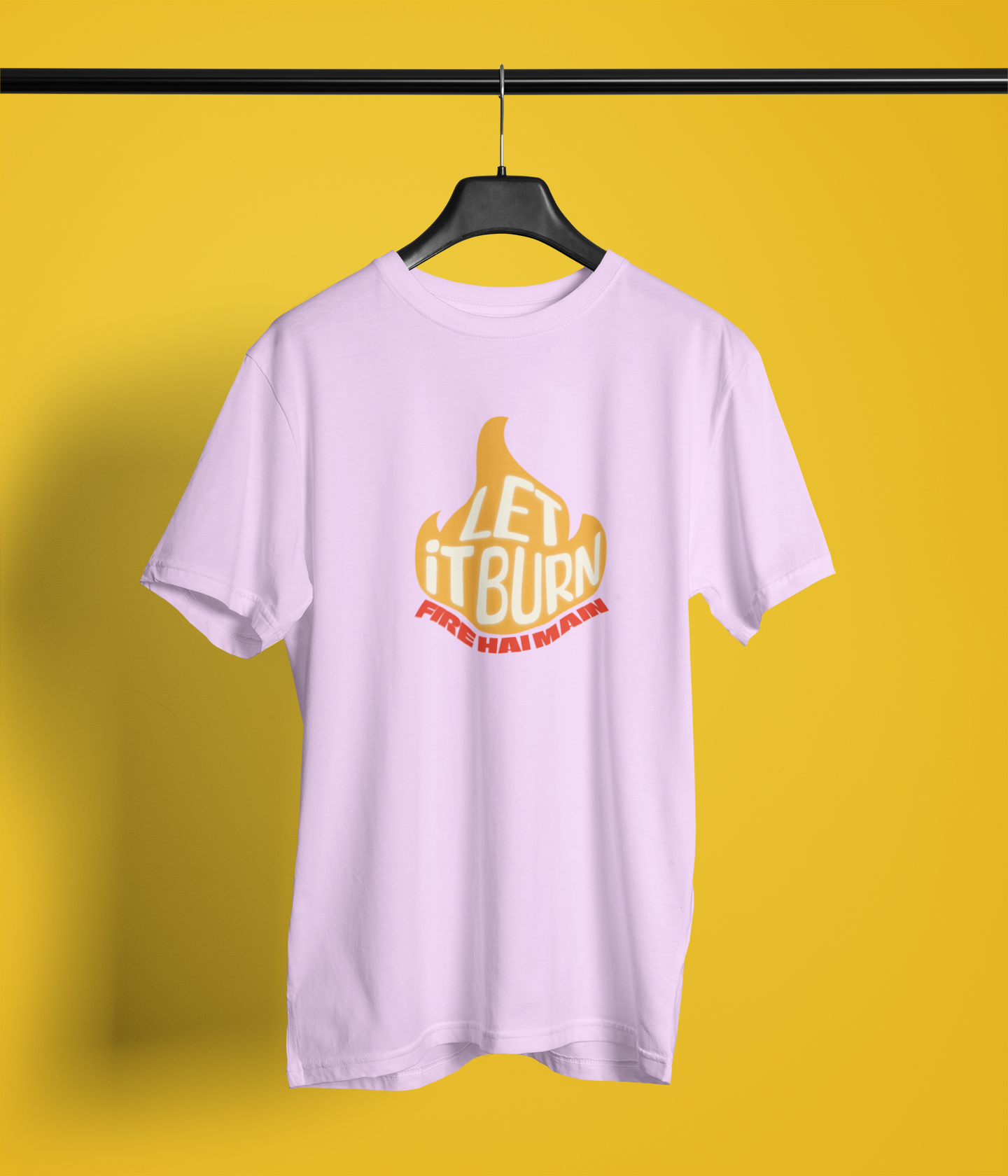 Fire Hai Mai Unisex Lavender Round Neck T-Shirt | Desi Graphic