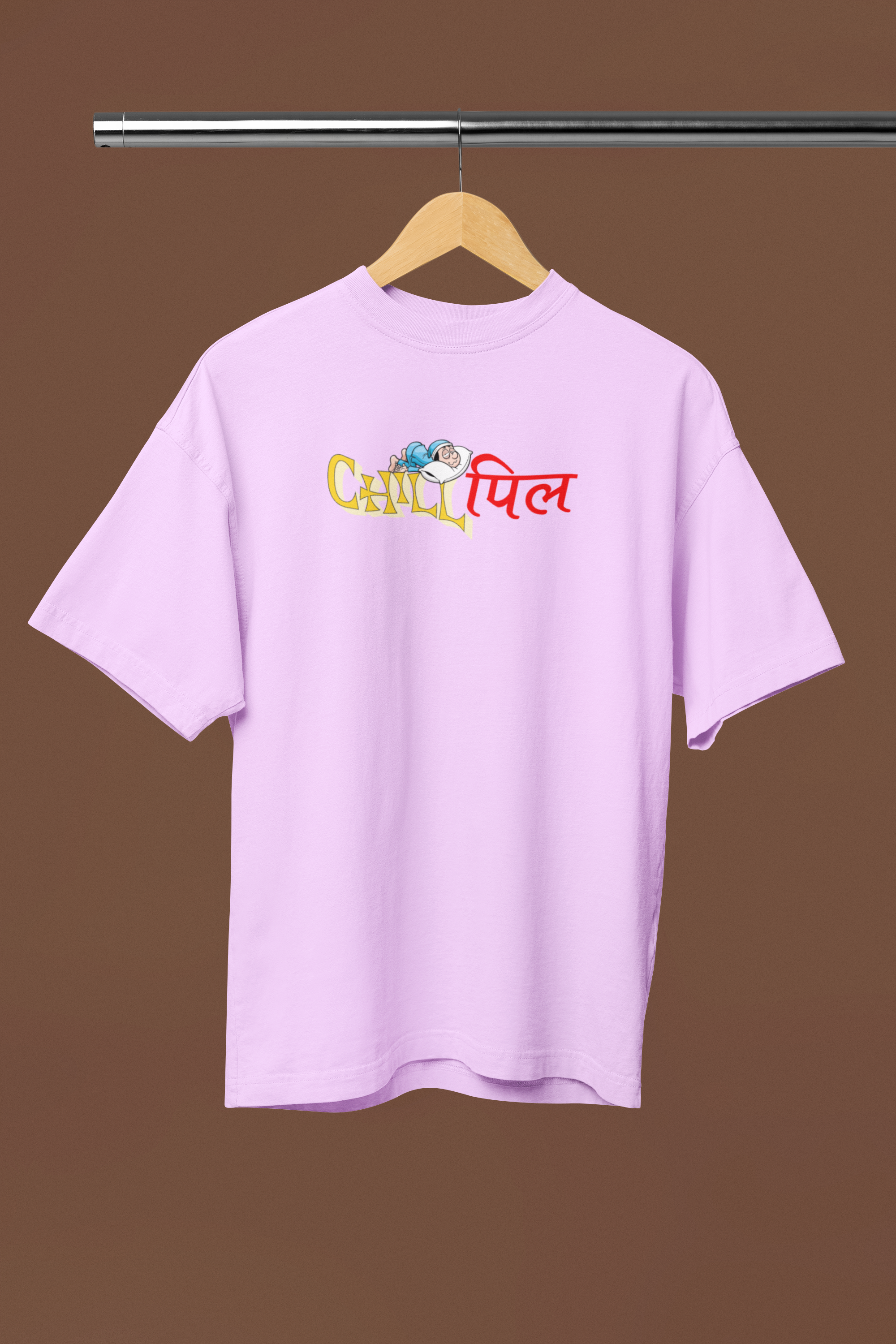 Chill Pill Lavender Oversized Unisex T-Shirt | Desi Graphic