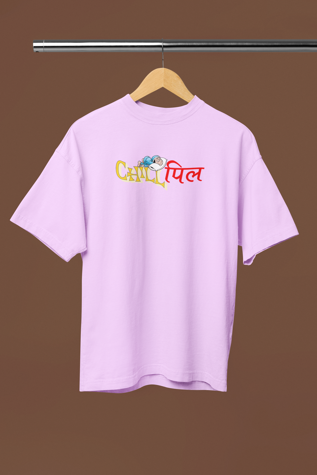 Chill Pill Lavender Oversized Unisex T-Shirt | Desi Graphic