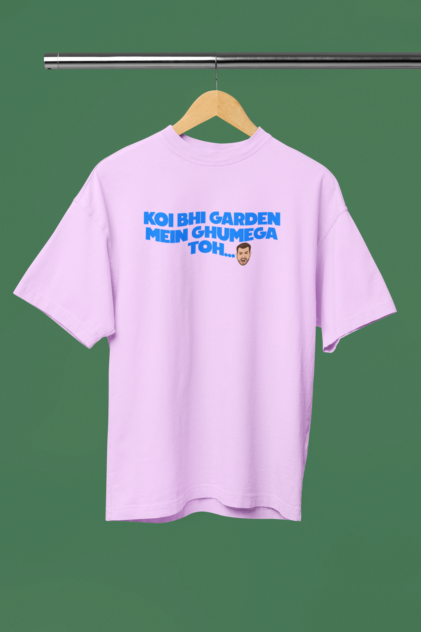 Garden Me Ghumega Toh Graphic Lavender Oversized Unisex T-Shirt