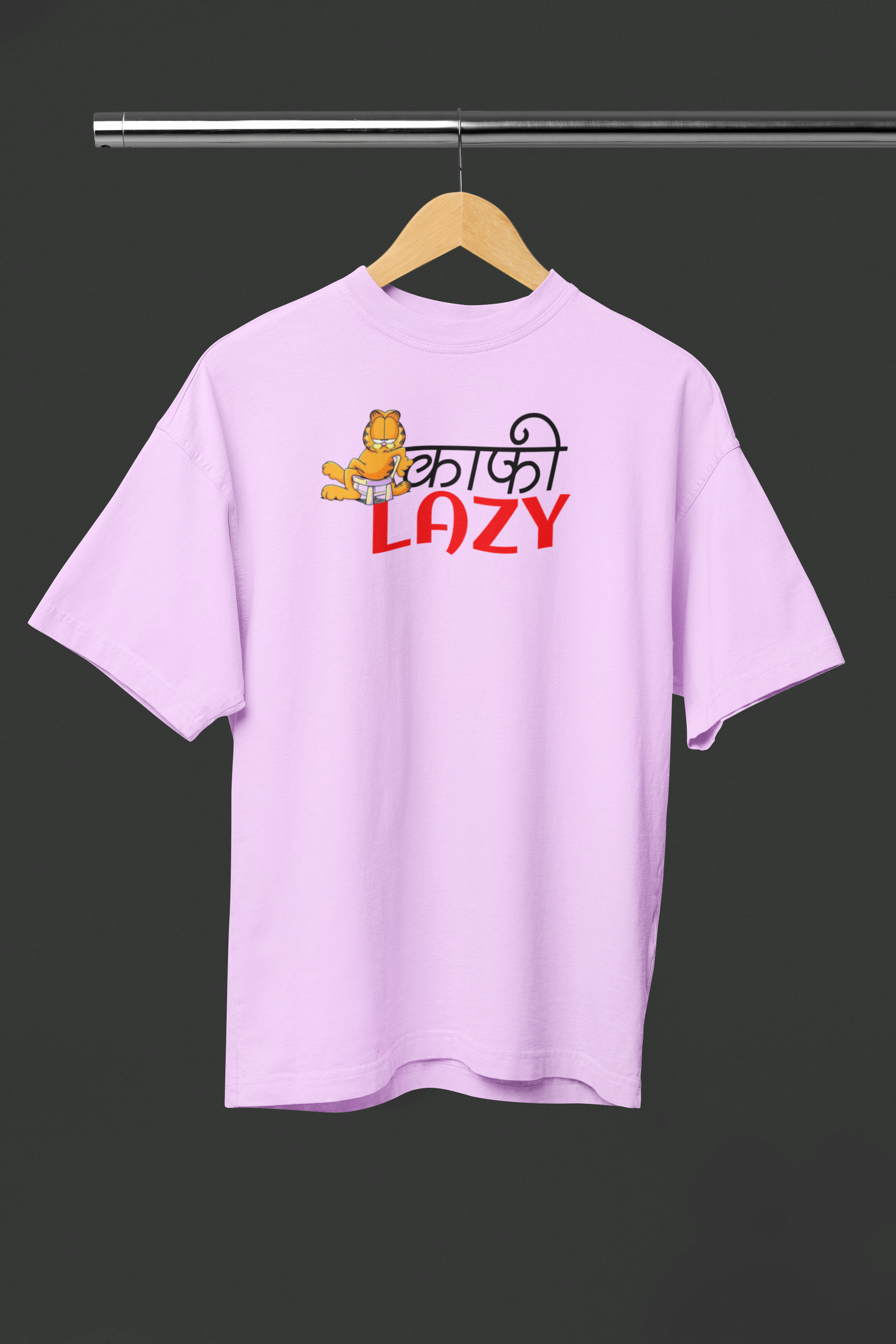 Kafi Lazy Graphic Lavender Oversized Unisex T-Shirt Trendy Design